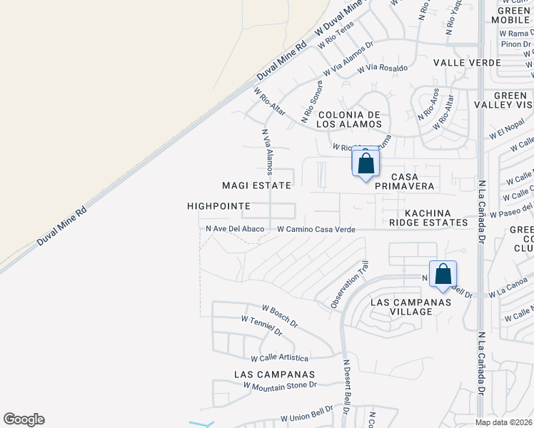 map of restaurants, bars, coffee shops, grocery stores, and more near 990 West Rio Guaymas in Green Valley