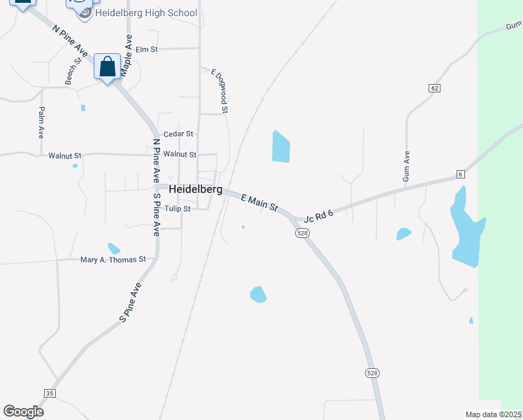 map of restaurants, bars, coffee shops, grocery stores, and more near Ash Avenue in Heidelberg