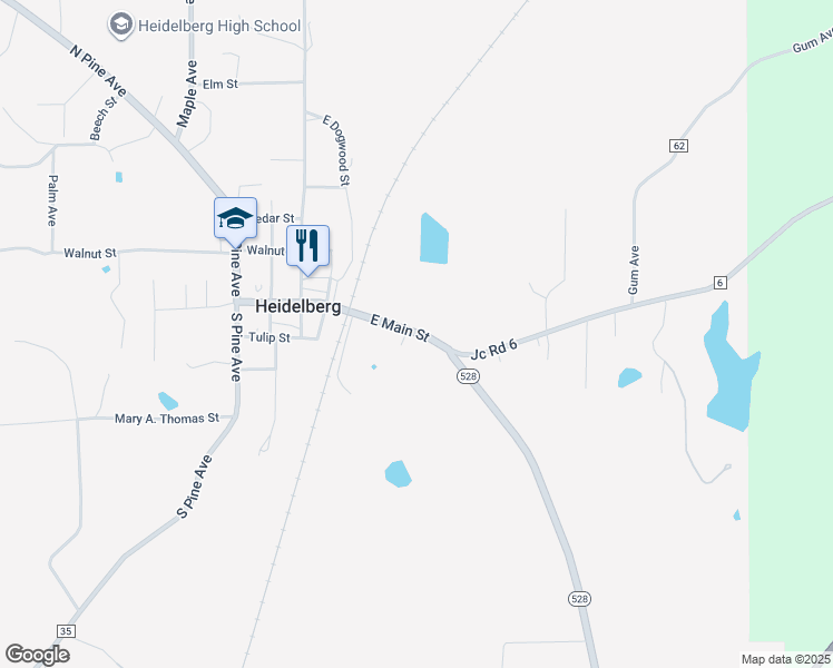 map of restaurants, bars, coffee shops, grocery stores, and more near Ash Avenue in Heidelberg