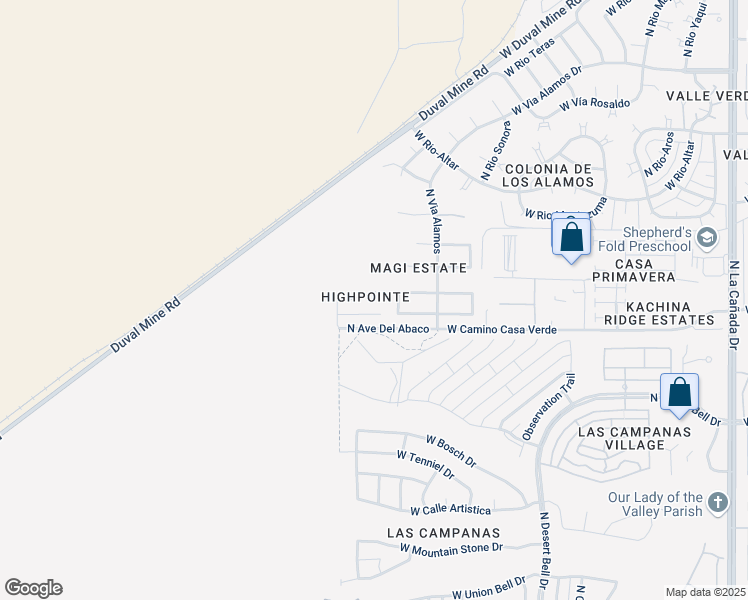 map of restaurants, bars, coffee shops, grocery stores, and more near 1130 West Placita Alvina in Green Valley