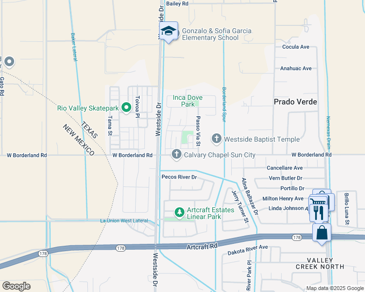 map of restaurants, bars, coffee shops, grocery stores, and more near 6424 Amber Nicole Lane in El Paso