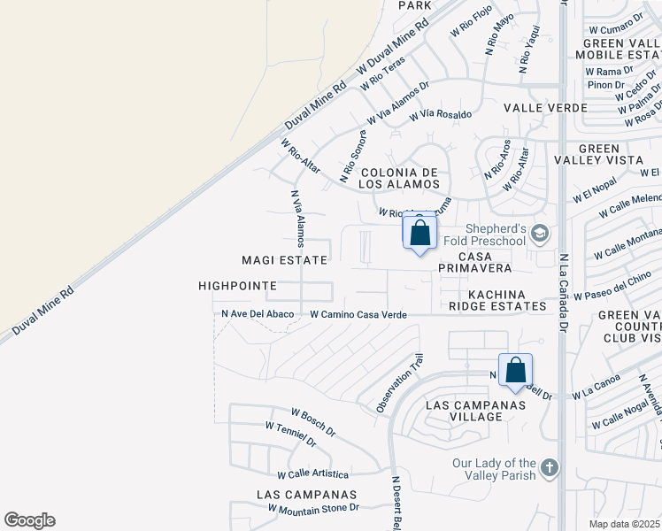 map of restaurants, bars, coffee shops, grocery stores, and more near 931 West Rio Hondo in Green Valley