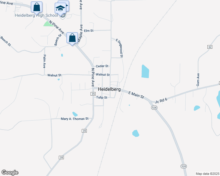 map of restaurants, bars, coffee shops, grocery stores, and more near Main Street in Heidelberg