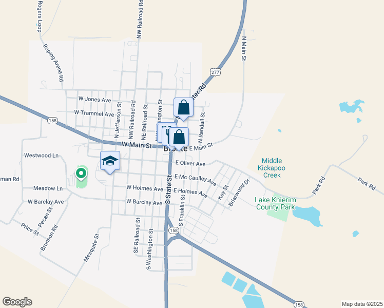 map of restaurants, bars, coffee shops, grocery stores, and more near 210 East Main Street in Bronte