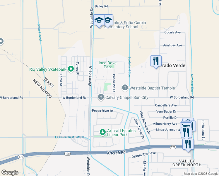 map of restaurants, bars, coffee shops, grocery stores, and more near 6424 Amber Nicole Lane in El Paso