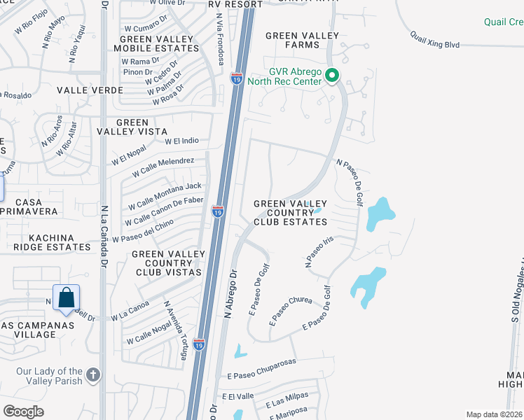 map of restaurants, bars, coffee shops, grocery stores, and more near 1131 North Abrego Drive in Green Valley