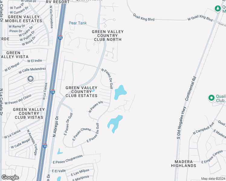 map of restaurants, bars, coffee shops, grocery stores, and more near 1162 North Paseo De Golf in Green Valley