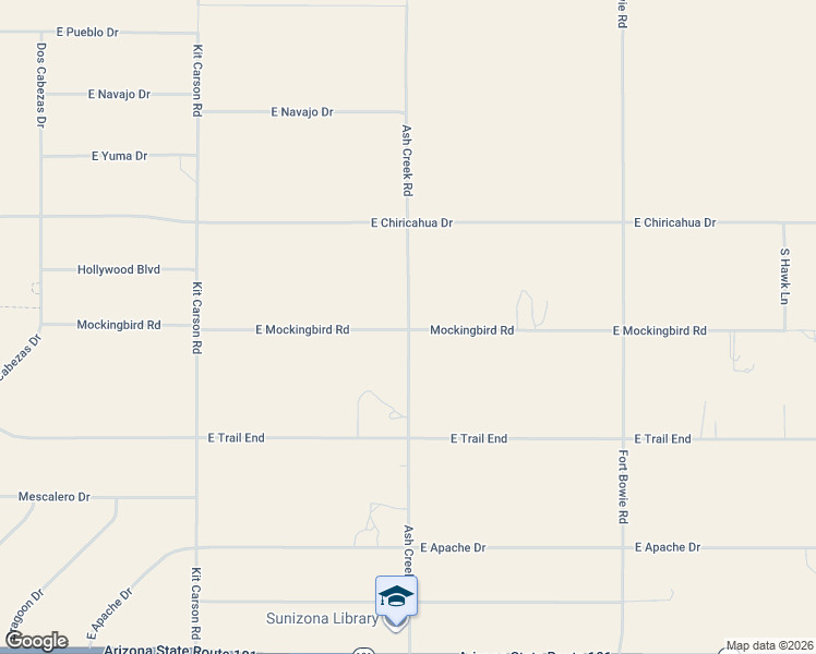 map of restaurants, bars, coffee shops, grocery stores, and more near 6349 East Mockingbird Road in Sunizona