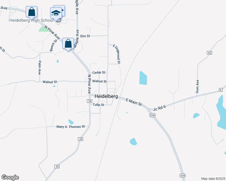 map of restaurants, bars, coffee shops, grocery stores, and more near Main Street in Heidelberg