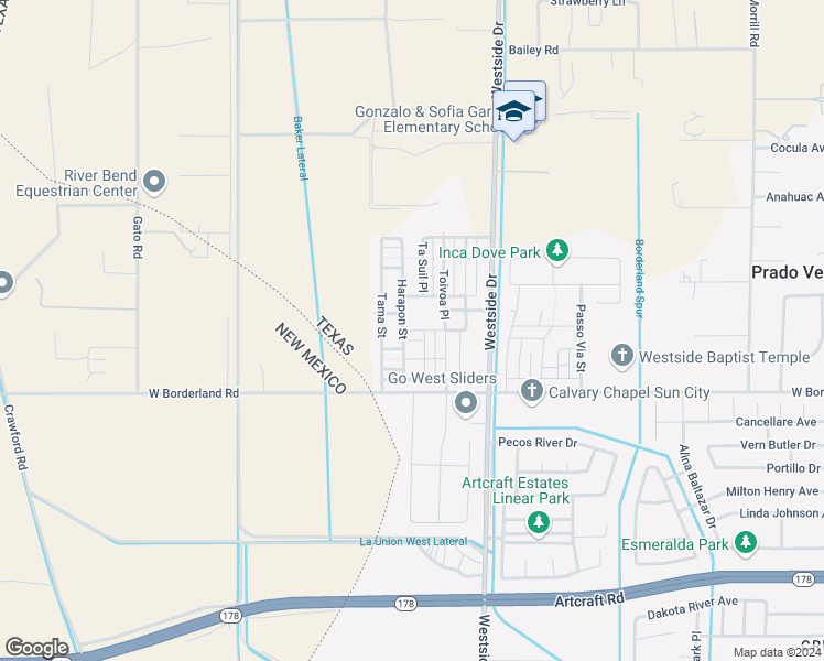 map of restaurants, bars, coffee shops, grocery stores, and more near 6457 Harapon Street in El Paso