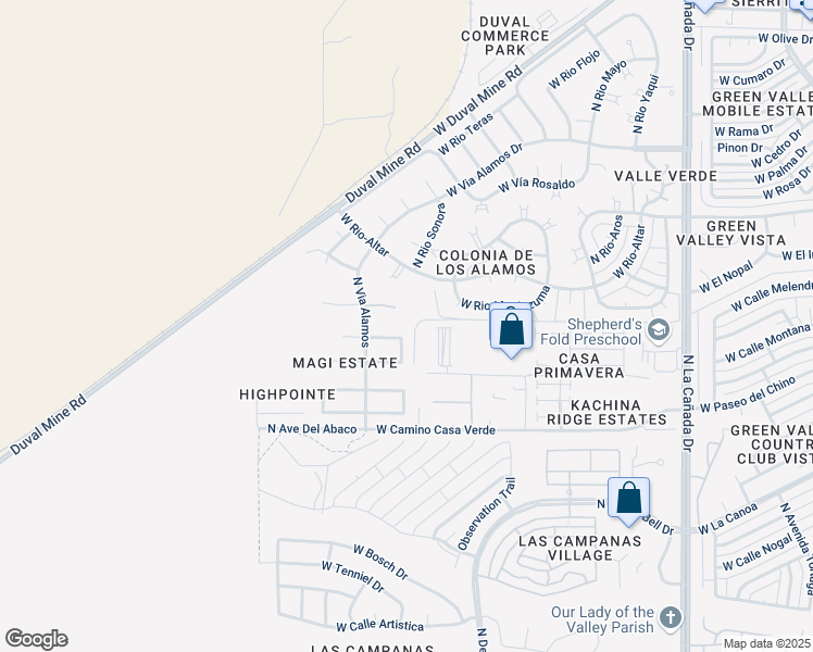 map of restaurants, bars, coffee shops, grocery stores, and more near 930 West Rio Zuni in Green Valley