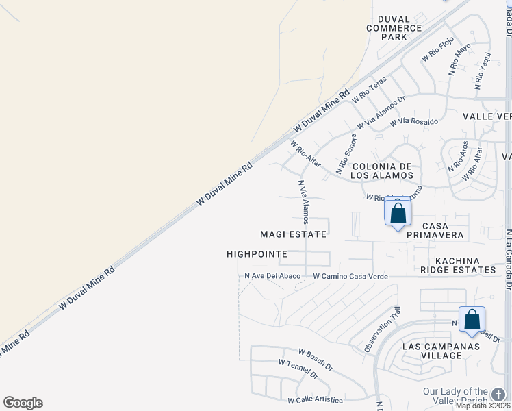 map of restaurants, bars, coffee shops, grocery stores, and more near 1085 West Placita Vargas in Green Valley