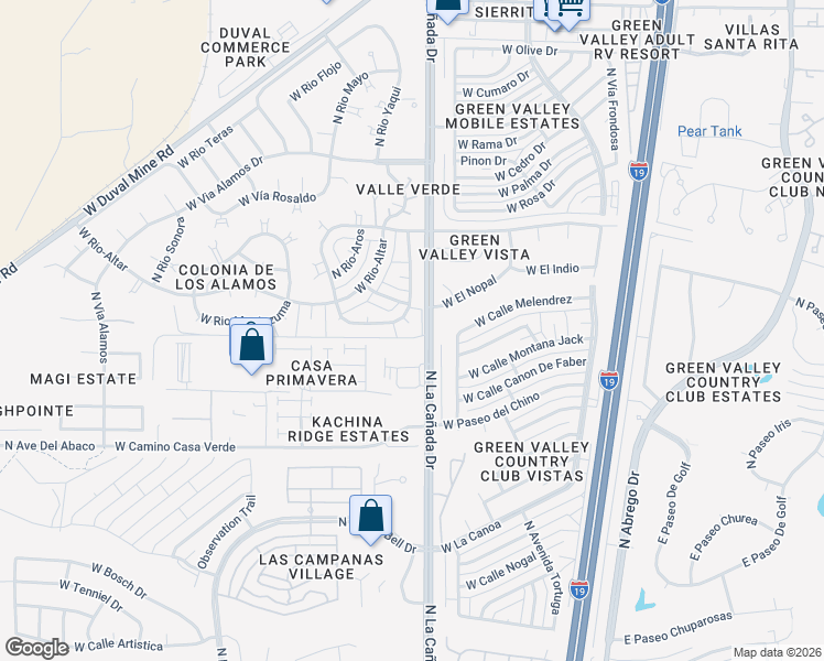 map of restaurants, bars, coffee shops, grocery stores, and more near 313 West Rio-Santa Cruz in Green Valley