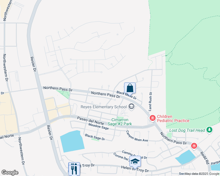 map of restaurants, bars, coffee shops, grocery stores, and more near 1694 Catesby Way in El Paso