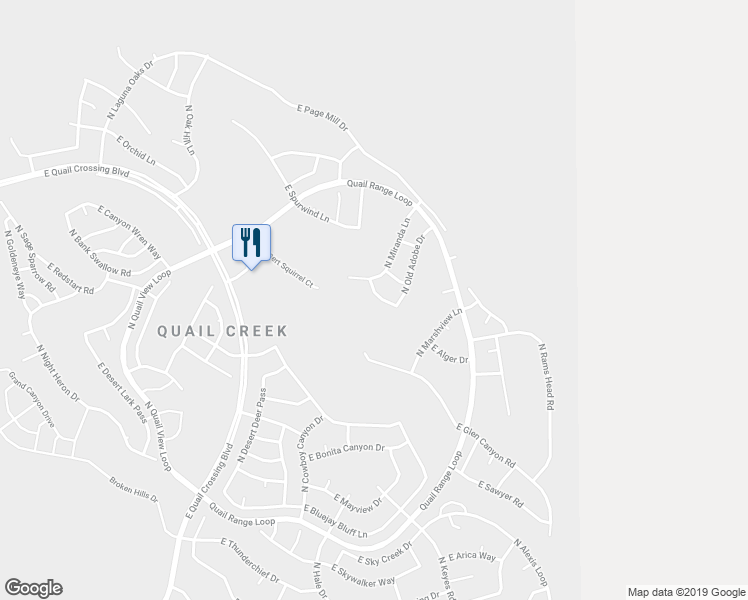 map of restaurants, bars, coffee shops, grocery stores, and more near 2436 East Overview Lane in Green Valley