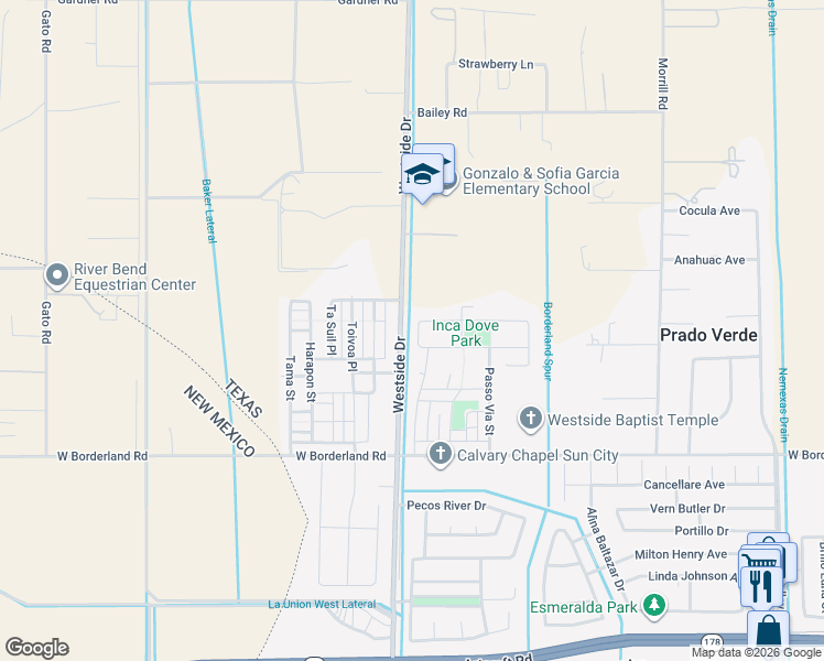 map of restaurants, bars, coffee shops, grocery stores, and more near 995 Grandevole Drive in El Paso