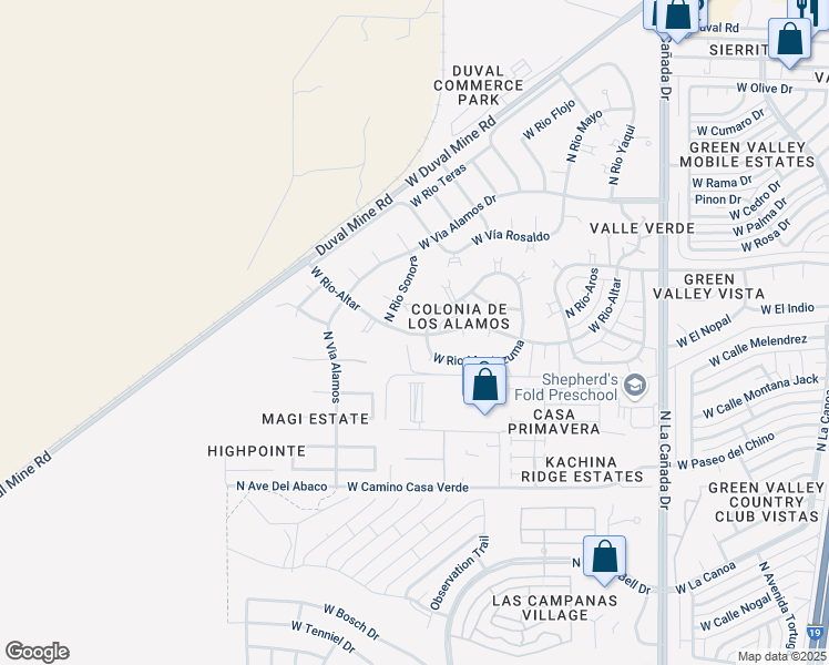 map of restaurants, bars, coffee shops, grocery stores, and more near 828 West Rio-Altar in Green Valley