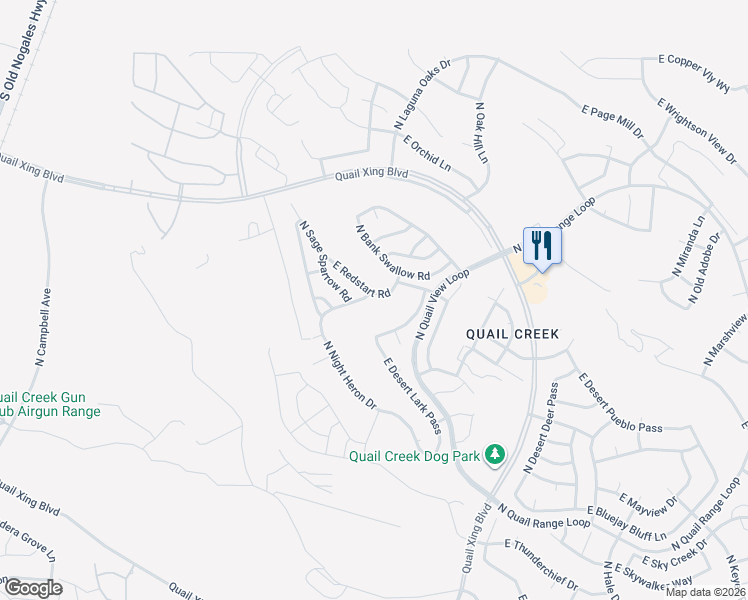 map of restaurants, bars, coffee shops, grocery stores, and more near 1374 North Night Heron Drive in Green Valley