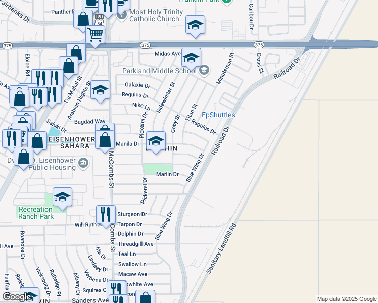 map of restaurants, bars, coffee shops, grocery stores, and more near 6001 Tautoga Drive in El Paso