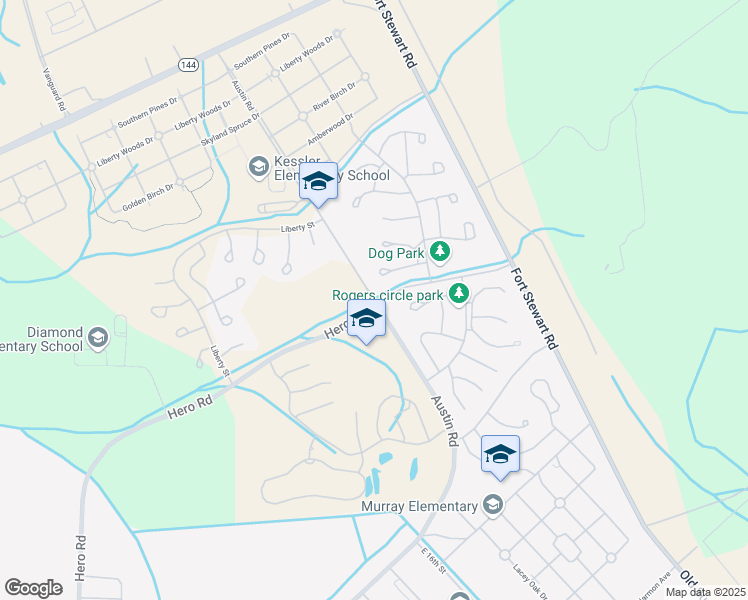 map of restaurants, bars, coffee shops, grocery stores, and more near Philippines Dr in Fort Stewart