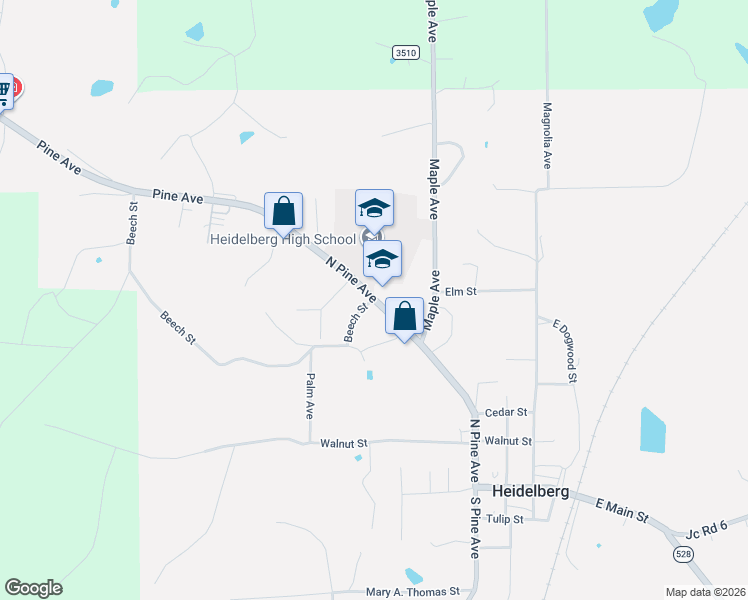 map of restaurants, bars, coffee shops, grocery stores, and more near 119 Beech Street in Heidelberg