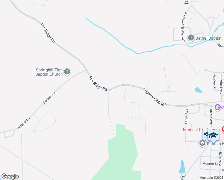 map of restaurants, bars, coffee shops, grocery stores, and more near 2033 Country Club Road in Eufaula