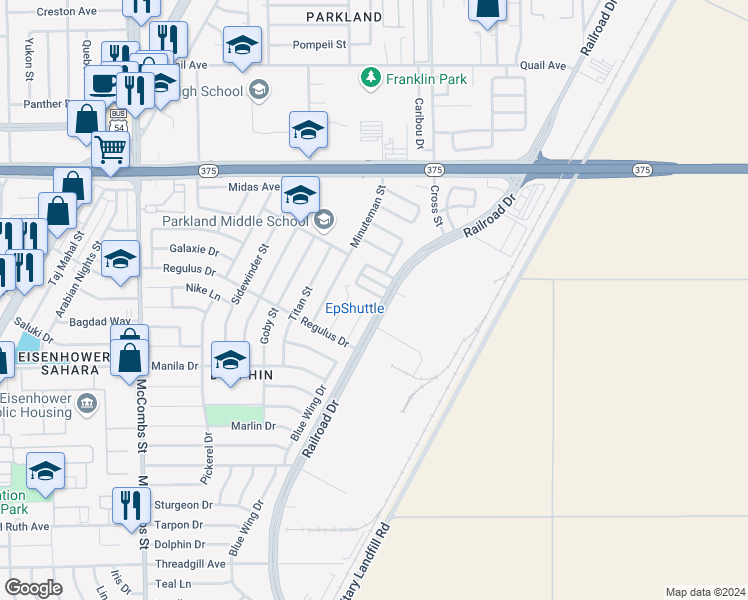 map of restaurants, bars, coffee shops, grocery stores, and more near 6004 Morning Glory Circle in El Paso