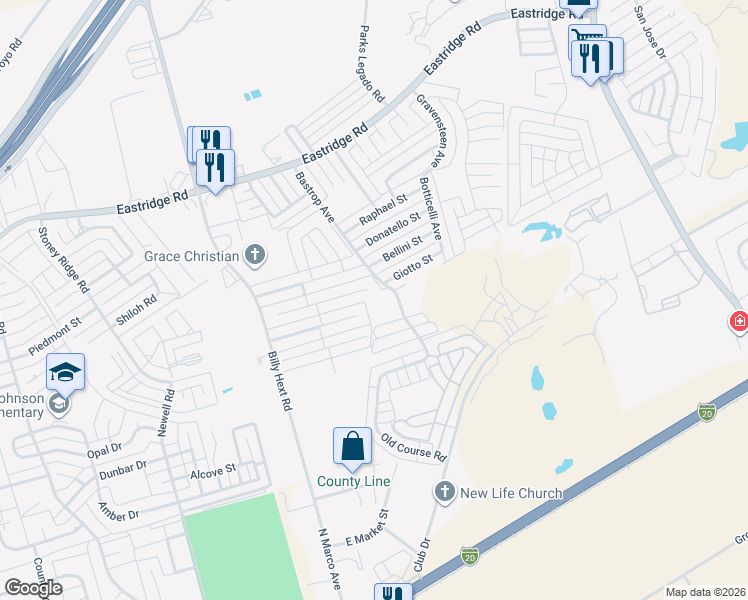 map of restaurants, bars, coffee shops, grocery stores, and more near 7026 Robbie Road in Odessa