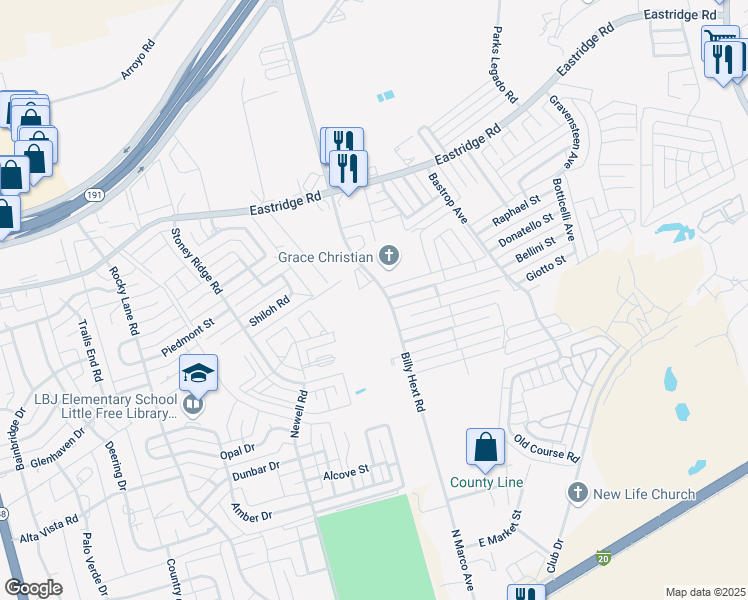 map of restaurants, bars, coffee shops, grocery stores, and more near in Odessa