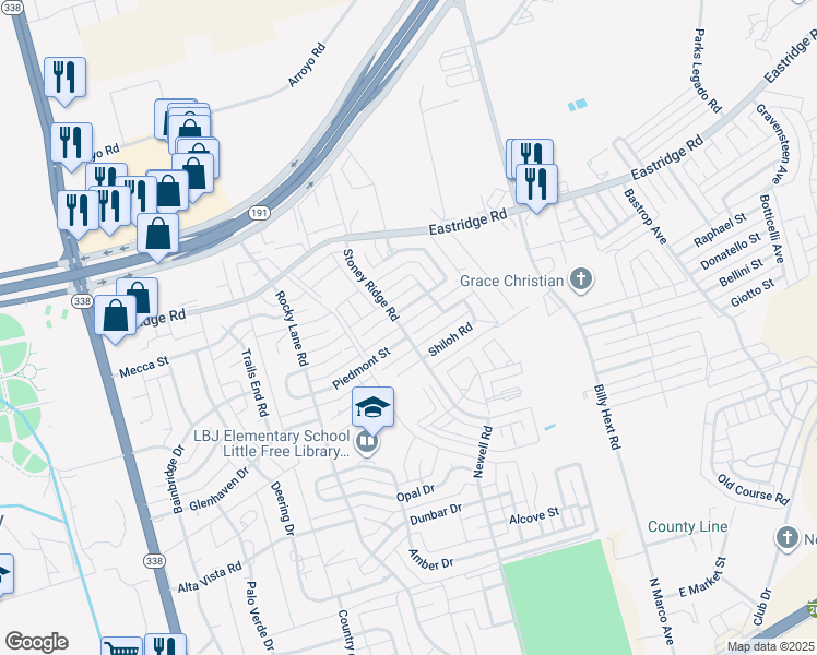 map of restaurants, bars, coffee shops, grocery stores, and more near 3 Sapphire Street in Odessa