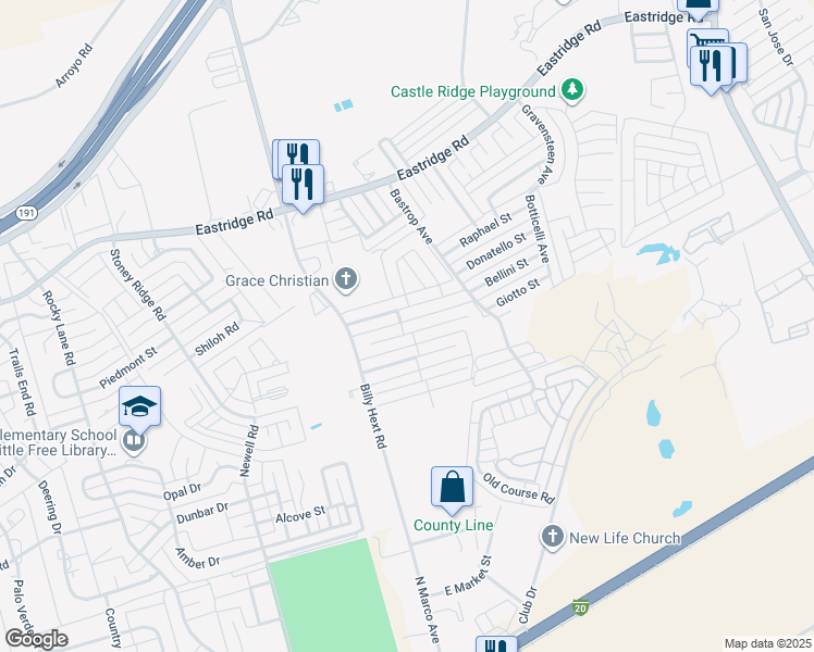 map of restaurants, bars, coffee shops, grocery stores, and more near 7001 Robbie Road in Odessa