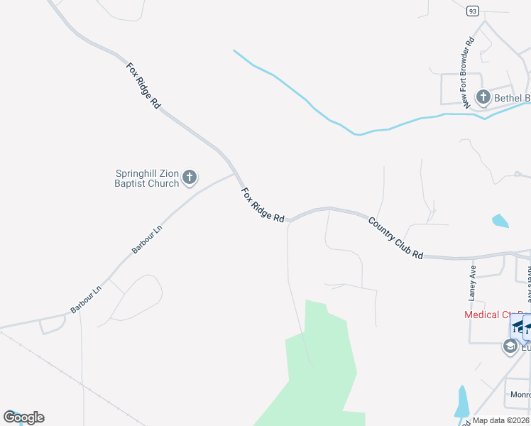 map of restaurants, bars, coffee shops, grocery stores, and more near 120 Fox Ridge Road in Eufaula