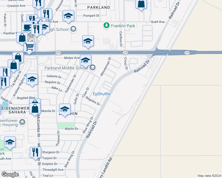 map of restaurants, bars, coffee shops, grocery stores, and more near 6004 Morning Glory Circle in El Paso