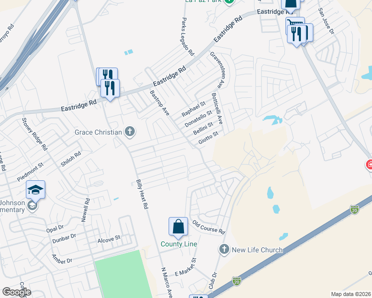 map of restaurants, bars, coffee shops, grocery stores, and more near 7026 Robbie Rd in Odessa