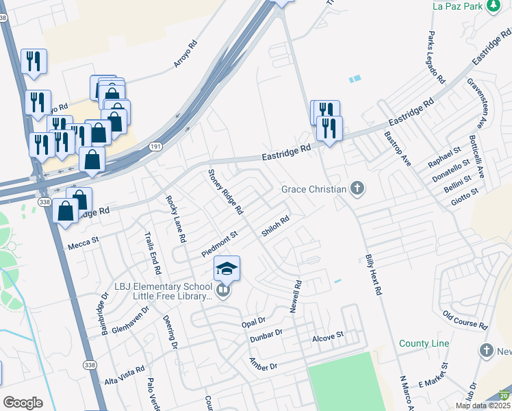 map of restaurants, bars, coffee shops, grocery stores, and more near 3 Sapphire Street in Odessa