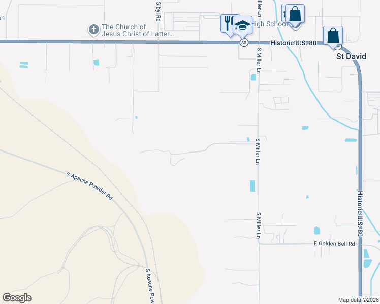 map of restaurants, bars, coffee shops, grocery stores, and more near 585 West Broken Acres Road in Saint David