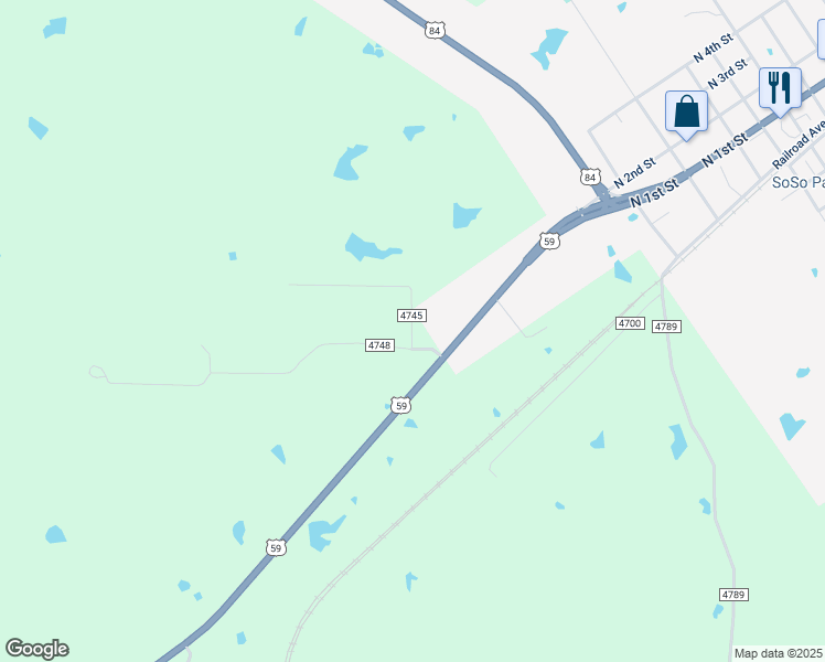 map of restaurants, bars, coffee shops, grocery stores, and more near 546 U.S. 59 in Timpson