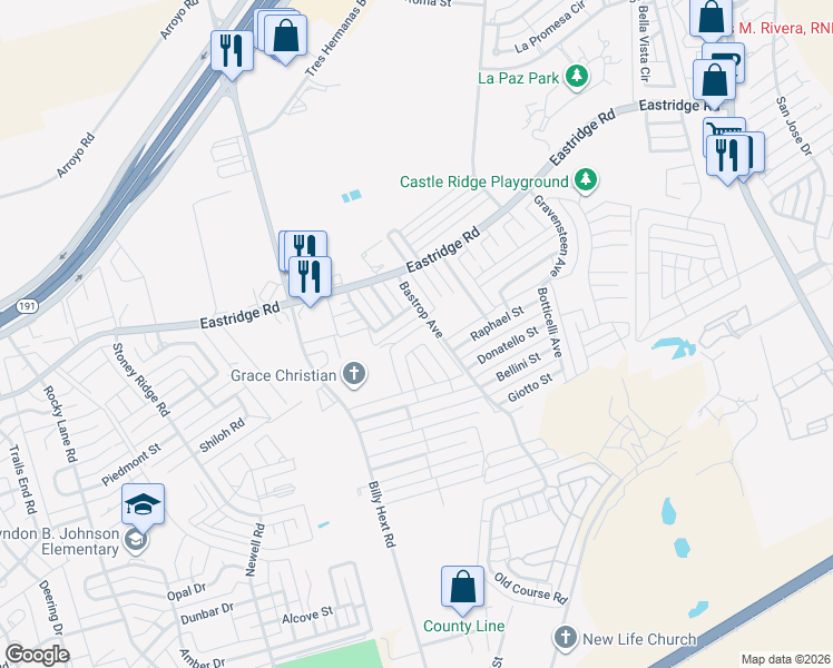 map of restaurants, bars, coffee shops, grocery stores, and more near 41 Laurel Valley Dr in Odessa