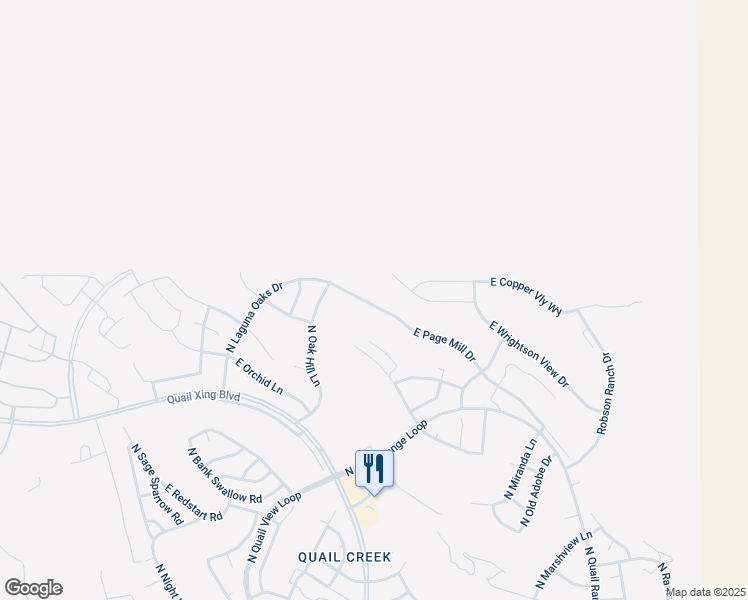 map of restaurants, bars, coffee shops, grocery stores, and more near 2173 East Page Mill Drive in Green Valley