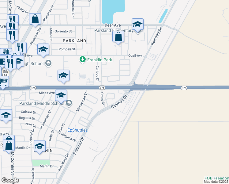 map of restaurants, bars, coffee shops, grocery stores, and more near 9981 Marine Circle in El Paso