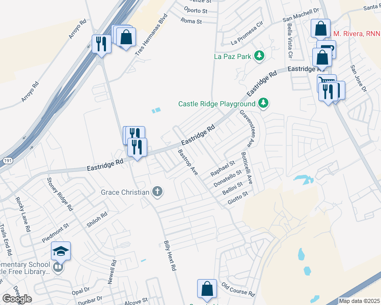 map of restaurants, bars, coffee shops, grocery stores, and more near 9 Da Vinci Court in Odessa