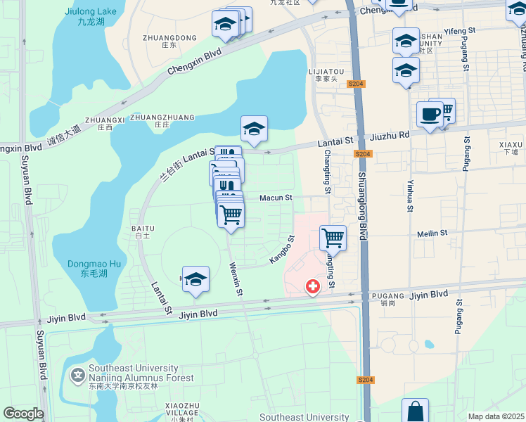 map of restaurants, bars, coffee shops, grocery stores, and more near 28 Wen Xin Jie in Nan Jing Shi