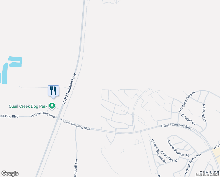 map of restaurants, bars, coffee shops, grocery stores, and more near 1803 East Quail Crossing Boulevard in Green Valley