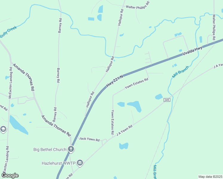 map of restaurants, bars, coffee shops, grocery stores, and more near 89 Yawn Estates Road in Hazlehurst