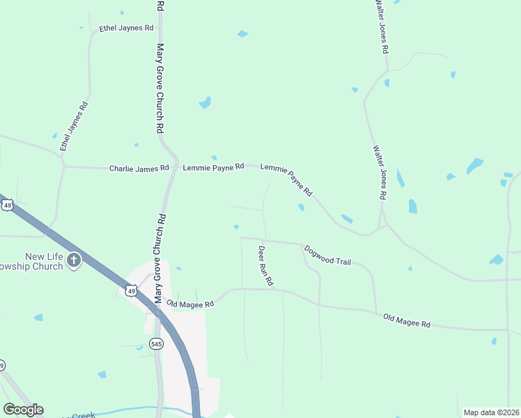 map of restaurants, bars, coffee shops, grocery stores, and more near 160 Deer Run Road in Mendenhall