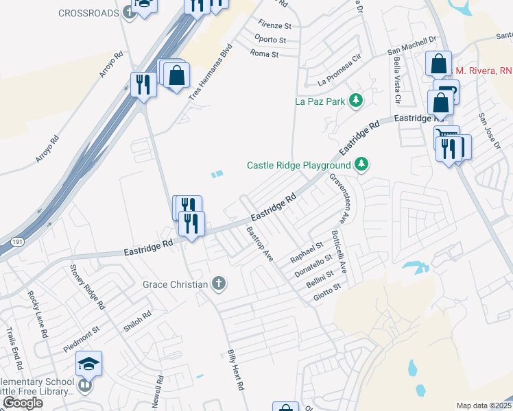map of restaurants, bars, coffee shops, grocery stores, and more near 7202 Barksdale Lane in Odessa