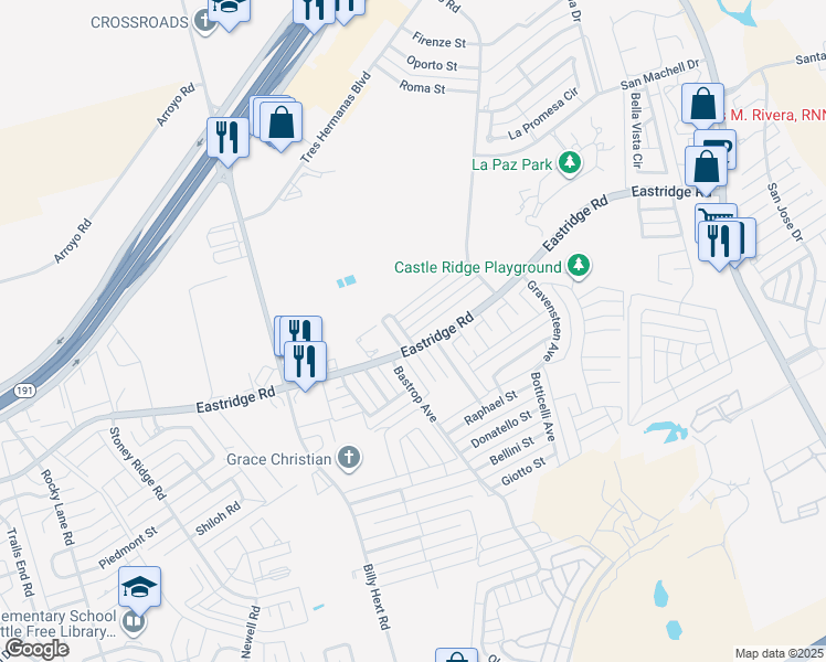 map of restaurants, bars, coffee shops, grocery stores, and more near 7202 Barksdale Lane in Odessa