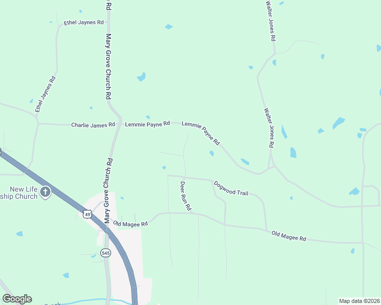 map of restaurants, bars, coffee shops, grocery stores, and more near 160 Deer Run Road in Mendenhall