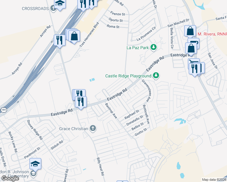 map of restaurants, bars, coffee shops, grocery stores, and more near 7202 Barksdale Lane in Odessa