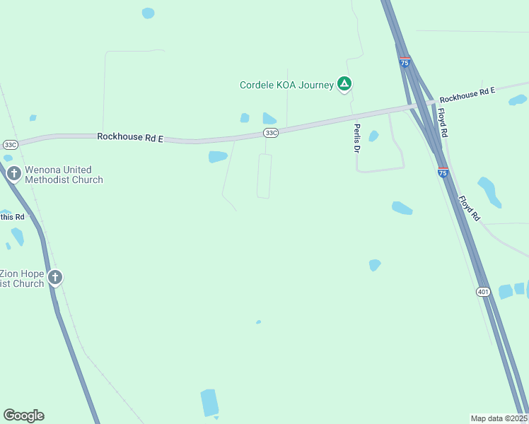 map of restaurants, bars, coffee shops, grocery stores, and more near 282 Rockhouse Road East in Cordele